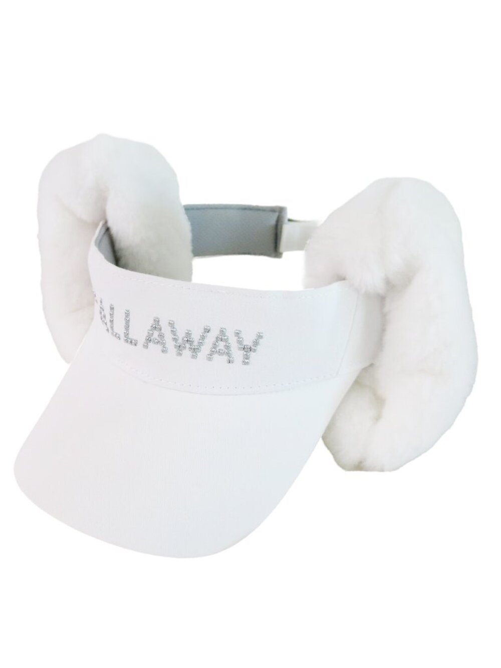 NEW CALLAWAY Japan Golf Winter White Cotton Embroidered Faux Fur Ear Muffs Visor